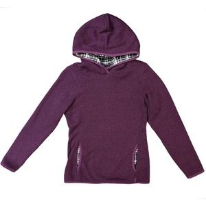 Eddie Bauer Womens Purple Knit Long Sleeve Hooded Pullover Sweatshirt Sz: Small